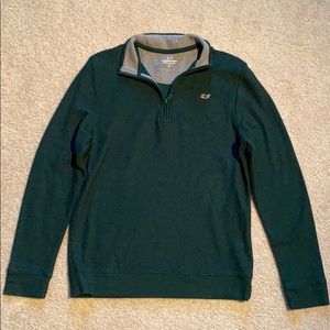 Boys 1/4 zip Pima cotton green pullover (size 16)